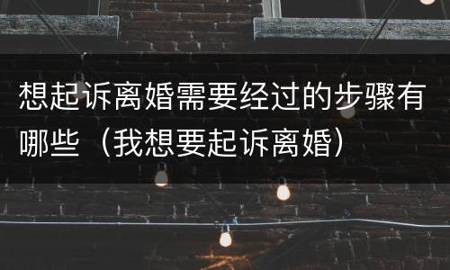 想起诉离婚需要经过的步骤有哪些（我想要起诉离婚）