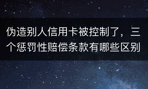 伪造别人信用卡被控制了，三个惩罚性赔偿条款有哪些区别呢
