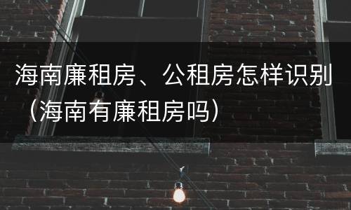 海南廉租房、公租房怎样识别（海南有廉租房吗）