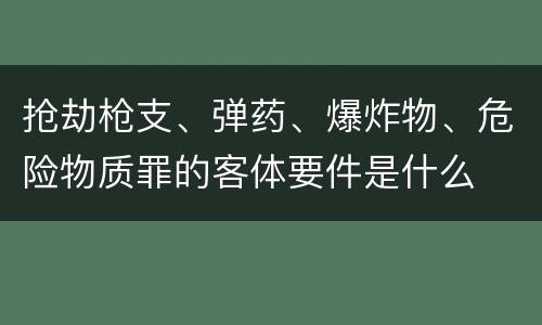 抢劫枪支、弹药、爆炸物、危险物质罪的客体要件是什么