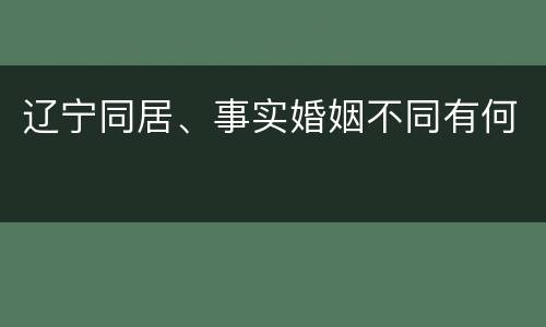 辽宁同居、事实婚姻不同有何