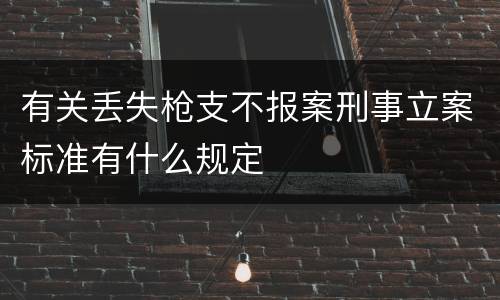 有关丢失枪支不报案刑事立案标准有什么规定