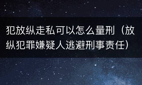 犯放纵走私可以怎么量刑（放纵犯罪嫌疑人逃避刑事责任）