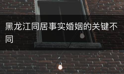黑龙江同居事实婚姻的关键不同