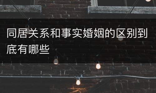同居关系和事实婚姻的区别到底有哪些