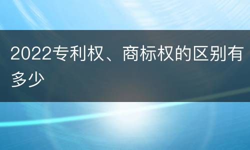 2022专利权、商标权的区别有多少