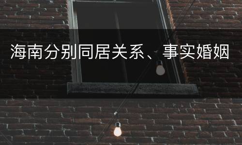 海南分别同居关系、事实婚姻