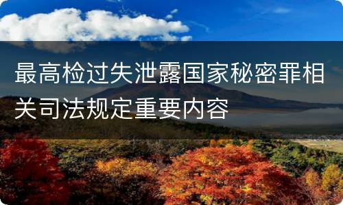 最高检过失泄露国家秘密罪相关司法规定重要内容