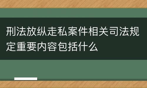 刑法放纵走私案件相关司法规定重要内容包括什么
