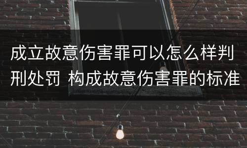 成立故意伤害罪可以怎么样判刑处罚 构成故意伤害罪的标准