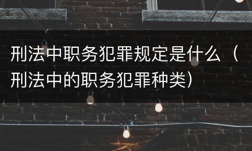 刑法中职务犯罪规定是什么（刑法中的职务犯罪种类）