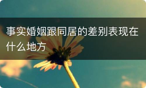 事实婚姻跟同居的差别表现在什么地方
