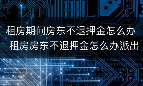 租房期间房东不退押金怎么办 租房房东不退押金怎么办派出所管吗