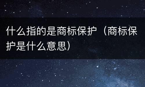 什么指的是商标保护（商标保护是什么意思）