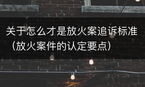 关于怎么才是放火案追诉标准（放火案件的认定要点）