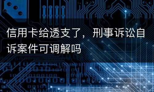 信用卡给透支了，刑事诉讼自诉案件可调解吗