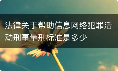 法律关于帮助信息网络犯罪活动刑事量刑标准是多少