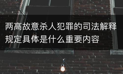 两高故意杀人犯罪的司法解释规定具体是什么重要内容