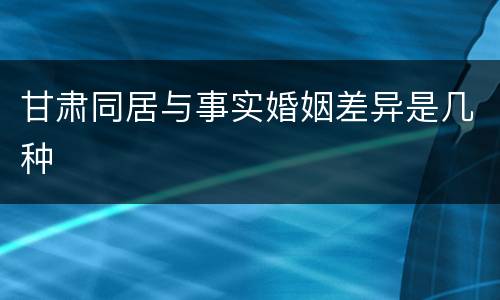 甘肃同居与事实婚姻差异是几种