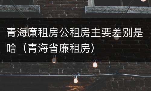 青海廉租房公租房主要差别是啥（青海省廉租房）