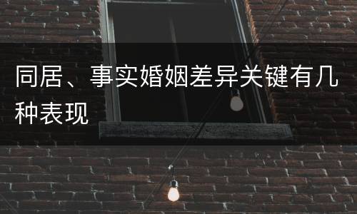 同居、事实婚姻差异关键有几种表现