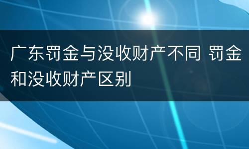 广东罚金与没收财产不同 罚金和没收财产区别