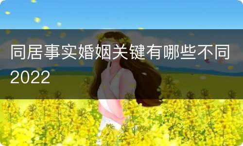 同居事实婚姻关键有哪些不同2022