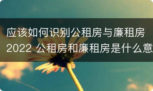 应该如何识别公租房与廉租房2022 公租房和廉租房是什么意思