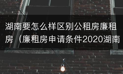 湖南要怎么样区别公租房廉租房（廉租房申请条件2020湖南）