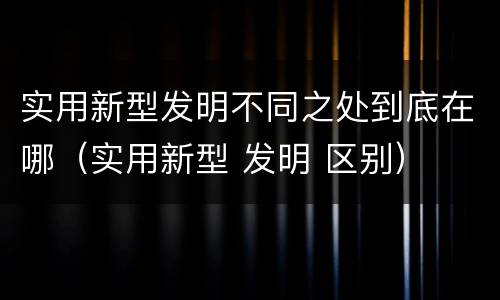 实用新型发明不同之处到底在哪（实用新型 发明 区别）