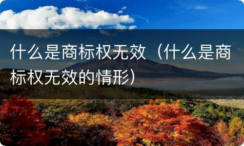 什么是商标权无效（什么是商标权无效的情形）