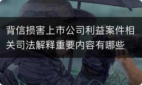 背信损害上市公司利益案件相关司法解释重要内容有哪些