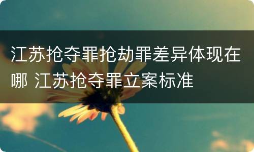 江苏抢夺罪抢劫罪差异体现在哪 江苏抢夺罪立案标准