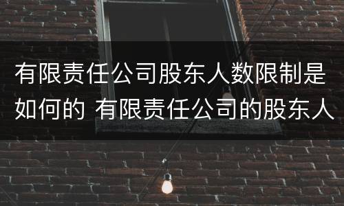 有限责任公司股东人数限制是如何的 有限责任公司的股东人数没有具体限制(