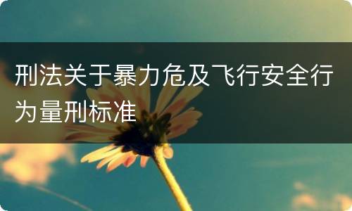 刑法关于暴力危及飞行安全行为量刑标准