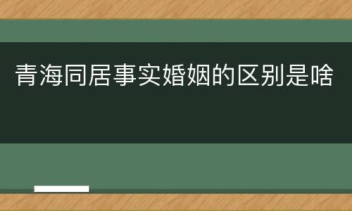 青海同居事实婚姻的区别是啥