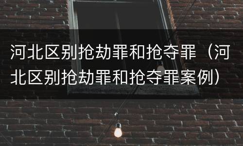 河北区别抢劫罪和抢夺罪（河北区别抢劫罪和抢夺罪案例）