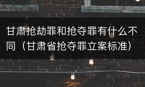 甘肃抢劫罪和抢夺罪有什么不同（甘肃省抢夺罪立案标准）