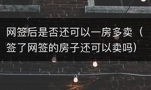 网签后是否还可以一房多卖（签了网签的房子还可以卖吗）