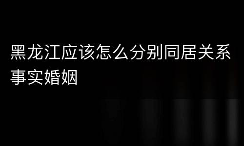 黑龙江应该怎么分别同居关系事实婚姻