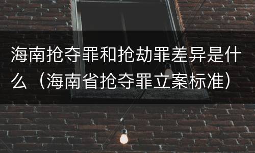 海南抢夺罪和抢劫罪差异是什么（海南省抢夺罪立案标准）