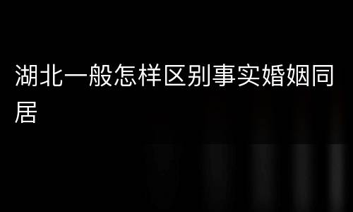 湖北一般怎样区别事实婚姻同居