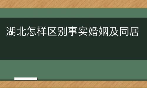湖北怎样区别事实婚姻及同居