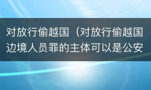 对放行偷越国（对放行偷越国边境人员罪的主体可以是公安民警吗）