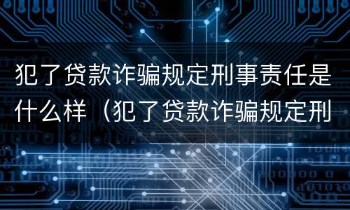 犯了贷款诈骗规定刑事责任是什么样（犯了贷款诈骗规定刑事责任是什么样子的）