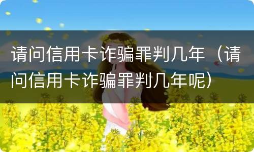 请问信用卡诈骗罪判几年（请问信用卡诈骗罪判几年呢）