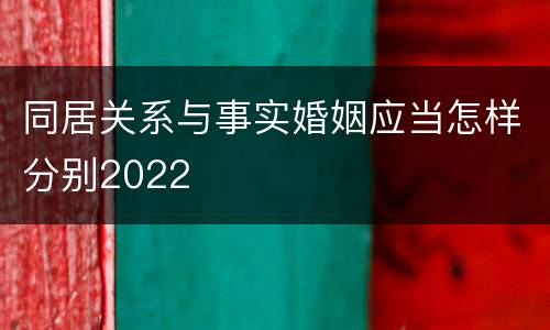 同居关系与事实婚姻应当怎样分别2022