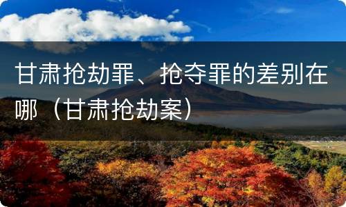 甘肃抢劫罪、抢夺罪的差别在哪（甘肃抢劫案）