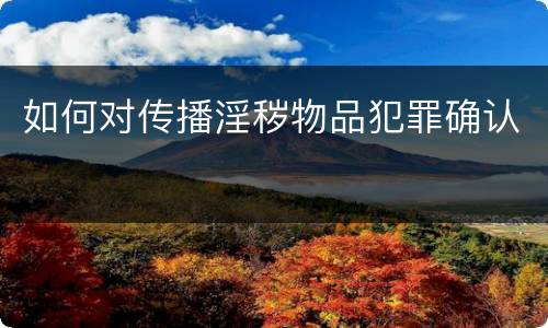 如何对传播淫秽物品犯罪确认