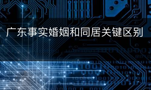 广东事实婚姻和同居关键区别